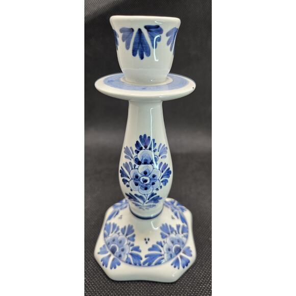 Vtg DC Delft Blue Holland Hand Painted Single Candlestick 5.5” 820 WG AZ - Picture 1 of 5